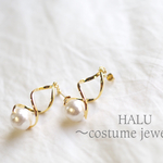 コットンパールのツイストピアス／イヤリング
