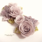 【♡56】樹脂粘土　薔薇と小花ブーケ　パーツ（2ｹ）ハンドメイド　アクセサリー素材