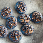 【2コセット】JIRI＊IVANA#czech beads#チェコビーズ　tree of life生命の樹oval18✖️14㍉ marineblue/copper