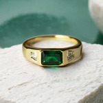 SALE＊クラシックスタイル＊グリーンキュービックジルコニア　指輪＊12号　GP