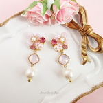 Flower Bijou & Pearl　イヤリング ピアス 花 フラワー ビジュー キラキラ 揺れる