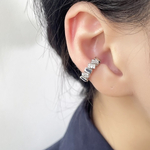 【イヤーカフ】1個入り　ビジュー 　ブロック　ストライプ　片耳　シルバー　イヤーカフパーツ　アクセサリーパーツ