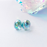 アクアマリンのシャボン玉ピアス／イヤリング　樹脂ピアス　サージカルステンレスピアス