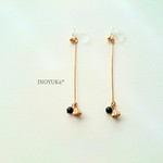 ベルフラワーと黒パール* ノンホールピアス