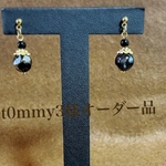 t0mmy3様オーダー品　夜桜瑪瑙　ピアス　ゴールド　　　　　Selene crystal