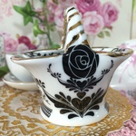 ミニチュア陶器　花かご　シルエットクラウン