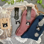 \母の日スペシャル/タキシード猫さん刺繍と花束ビジューのバッグチャーム♡と靴下セット