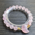 SALE❣️天然石／ローズクォーツ／月パーツ／パワーストーンブレスレット