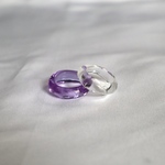 [2個セット]  ウォーターパープル ダブルガラス リング  clear glass ring