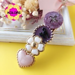 【パープルボタンヘアクリップ】ハンドメイドヘアクリップ ボタンヘアクリップ  パープル ヘアアクセサリー ボタン 花+++KOLORS+++