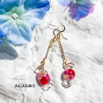 【やすらぎキャンディー】レッド ピンクかすみ草 ホワイト ボタニカル 花 ドライフラワー 押し花 金属アレルギー対応 サージカルステンレス ピアス イヤリング可 大人かわいい フラワー シンプル  