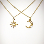 star & moon イニシャル ネックレス