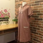 草木染め風  フード付きワンピース   