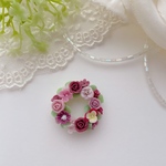 小さな リース　飾り　樹脂　薔薇　ボルドー　9