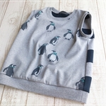 【n様ご予約品】【size130】ノースリーブカットソー〈ペンギン×ワイドボーダー〉