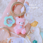 くまちゃんのリングキャンディキーホルダー　ハンドメイドレジン　キーホルダー　ハンドメイドキーホルダー　シャカシャカキーホルダー　シャカシャカ　シェイカー　くま　キャンディ　ドロップ　リングキャンディ