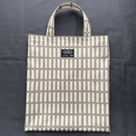  【再販】手提げバッグ ［北欧風 格子柄 グレージュ］音楽バッグ 図工バッグ 保護者会バッグ