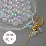 <40個> 10mm しゃぼん玉 ラウンドアクリルビーズ オーロラAB