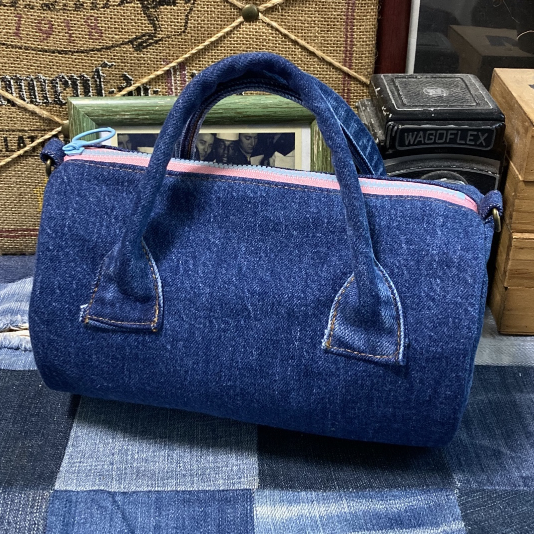 デニムリメイク ドラム型バッグ デニムリメイク＊ドラム型ショルダー