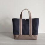 帆布トートバッグL ダークブルー×マッドブラウン×キナリ 倉敷帆布