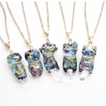 【受注制作】立体猫の宇宙ネックレス　レジンアクセサリ―