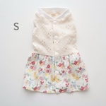 [犬服] Sサイズ 完成品 チワワ　　　　　　　　　　　　レースニットと 花柄スカートの 切替ワンピース 背中開き バックオープン