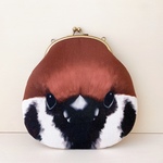 《スズメ》ショルダーにもできる鳥さんのがまぐちバッグ