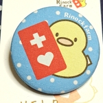 新色✨アヒルのぴよちゃん🐥 ヘルプマークブローチ(ライトブルードット)