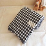 ６重ガーゼマフラーフェイスタオル*モノトーンチェック*大人色*monotone check*ネイビー*お布団ガーゼ*汗拭き