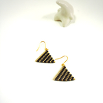 【再販】トライアングルストライプピアス gold×black 送料無料
