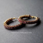 Bitter color/bicone garnet & antique gold color  hoop pierce 