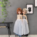 ⭐︎🆕リブニットプリーツレースワンピース　グレー　リカちゃん服　リカちゃんアウトフィット