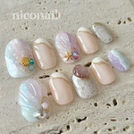マーメイドネイル、シェルネイル、グラデーション、フレンチ、ニュアンス、海、宝石ネイル💎🐚✨