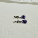【ピアス変更可能】キュービックジルコニア　タンザナイト色　シンプル＆大人クール　ノンホールピアス