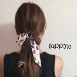ペイズリー ロングリボン　ヘアゴム ブラウン　