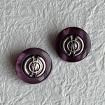 【25mm パープル×アンティークシルバー】ヴィンテージ   パールカラーアクリルボタン 2個セット　vintage 