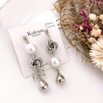 シルバーリング × コットンパール ドロップピアス イヤリング