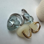 heart hoop（clear blue,matte lemon）／ピアス／イヤリング