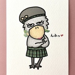 『新作ピアスでおめかしなハシビロコウ💄』イラストカード💌