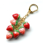 摘みたてたわわいちごキーホルダー🍓(樹脂・赤白ミックス)