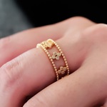 【MR137】YG　幸せのシンボル 　クローバーの透かしリング　オープンリング／K18YG　シルバー／春夏秋冬　ウェディング　シンプル　指輪／フリーサイズ・アレルギー対応・つけっぱなし