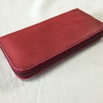 オールレザー アッシュレッド&クリーム レザーウォレット 長財布