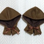 あきこ様専用 ※フード大きめ※ぬいぐるみ用 フリース フード付きケープ ポンチョ ブラウン 2点