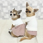 【犬服セミオーダー】パピー犬服小型犬服ロング犬服中型犬服 きなりスウェット犬服＆くすみピンクワンピース