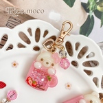 ⟬ねこ ♡ strawberry CUP ⟭ シェイカーキーホルダー シャカシャカキーホルダー アニマルカップ いちご ハンドメイド レジンキーホルダー ピンク 1点