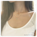 Freshwater Pearl&Circle plate Necklace