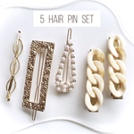 【5点セット】パール チェーン ゴールド ヘアピン　ヘアクリップ