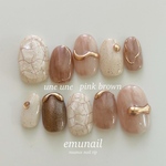uneune pink brown /ピンクブラウンネイル /ニュアンスネイル /淡色ネイル /ピンクネイル/うねうねネイル/ミラーネイル/大人かわいいネイル