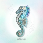 タツノオトシゴのビーズ刺繍ブローチ(アクアブルー) 夏　海
