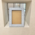 2Ｌ　写真立て　写真たて　フォトフレーム　刺繍　刺繍フレーム　小花　水色